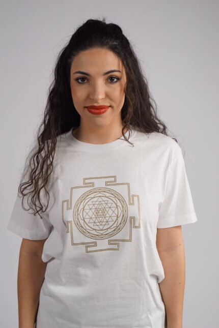 Unisex Μπλουζάκι με σύμβολο Sri Yantra Λευκό
