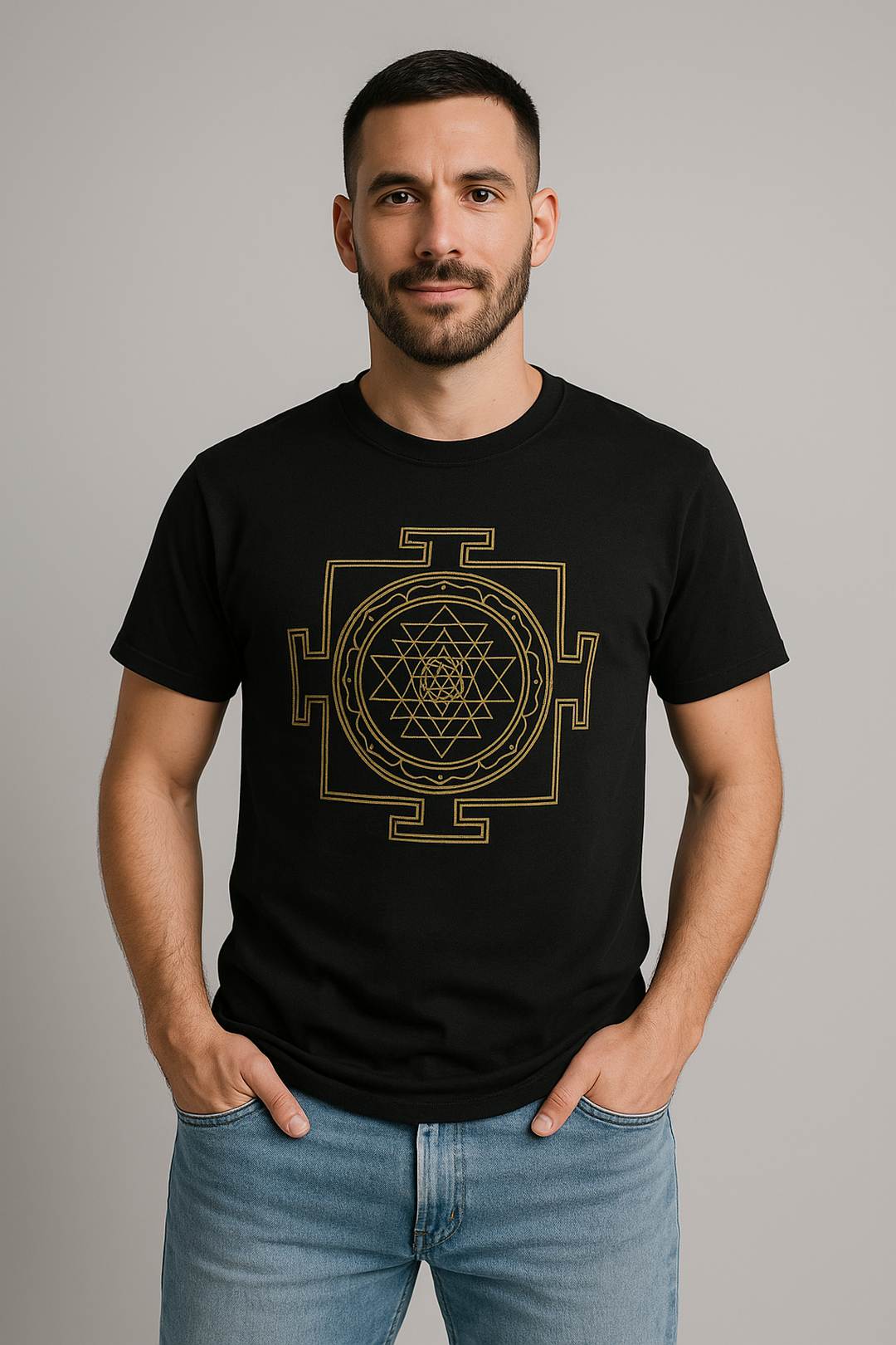 Πορτραίτο με Χρυσό Σρι Γιάντρα Unisex T-Shirt Sri Yantra